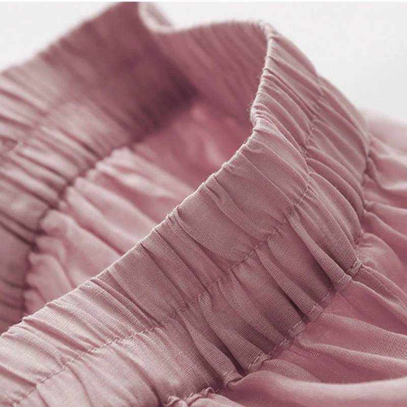 Buddha Stones Casual Flower Embroidery Women's Cotton Linen Elastic Waist  Wide Leg Pants With Pockets