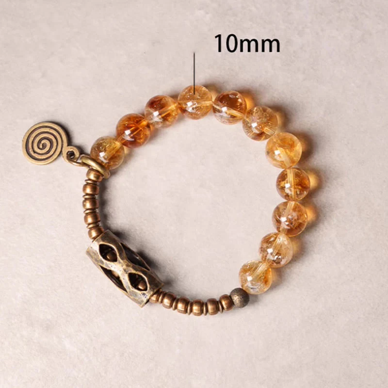 Buddha Stones Daily Retro 10mm Citrine Beads Protection Bracelet