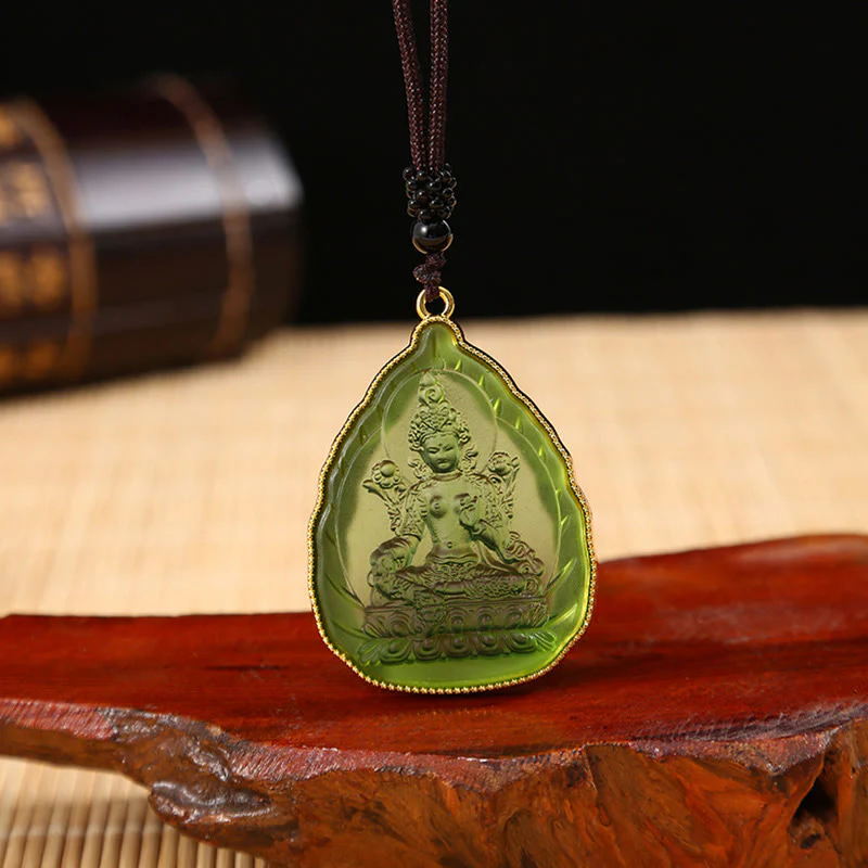 Buddha Stones Tibetan Buddha Liuli Crystal Serenity Necklace Pendant