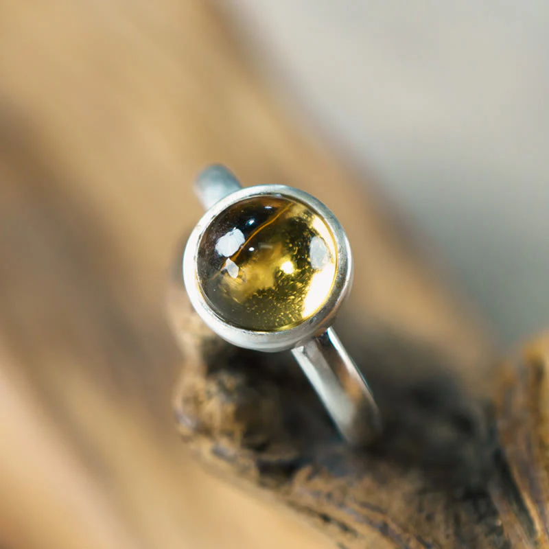 Buddha Stones Natural 925 Sterling Silver Citrine Adjustable Protection Ring