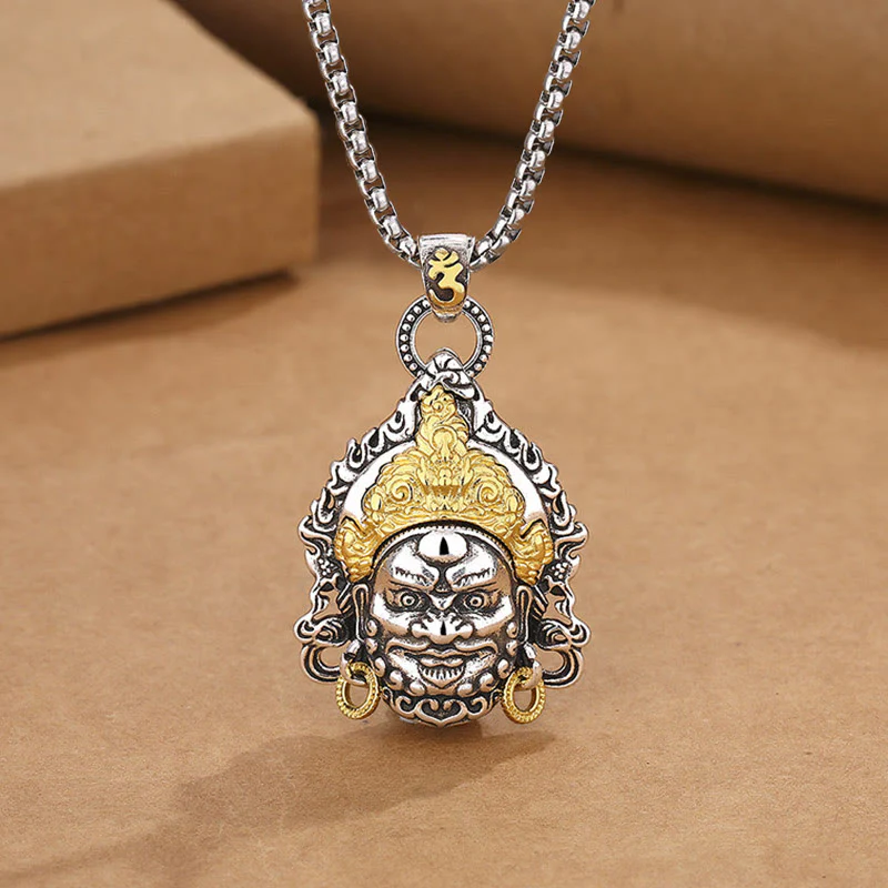 Buddha Stones Yellow God of Wealth Amulet Copper Luck Necklace Pendant