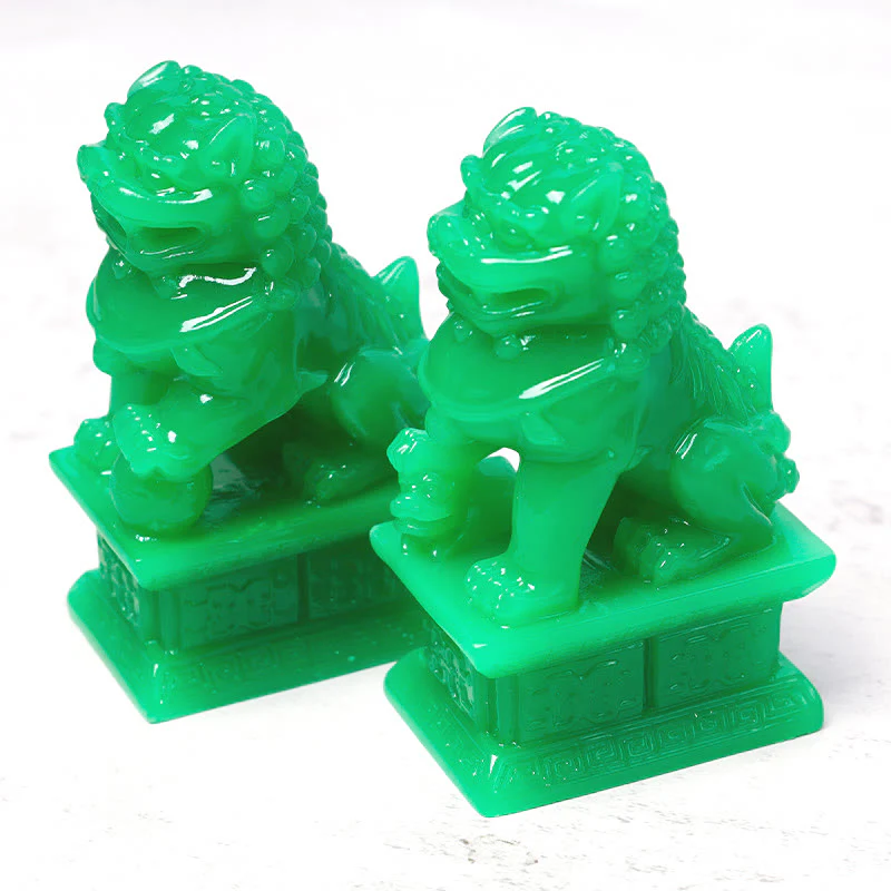 Buddha Stones Wealth Prosperity Pair of Fu Foo Dogs Guardian Lion Statues Home Decoration