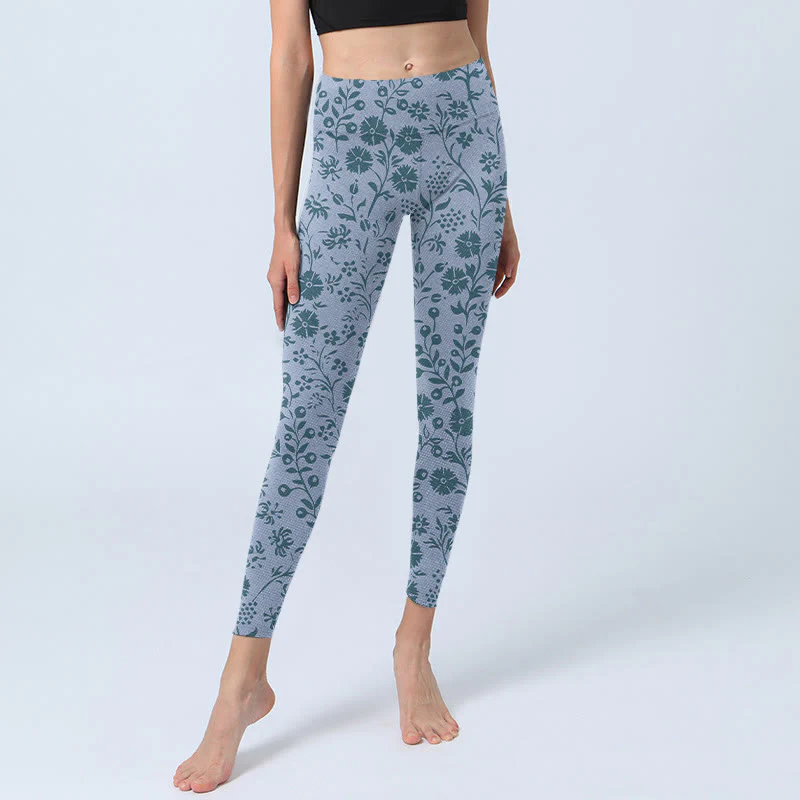 Buddha Stones Lush Flowers Plants Print Gym Leggings Women's Yoga Pants