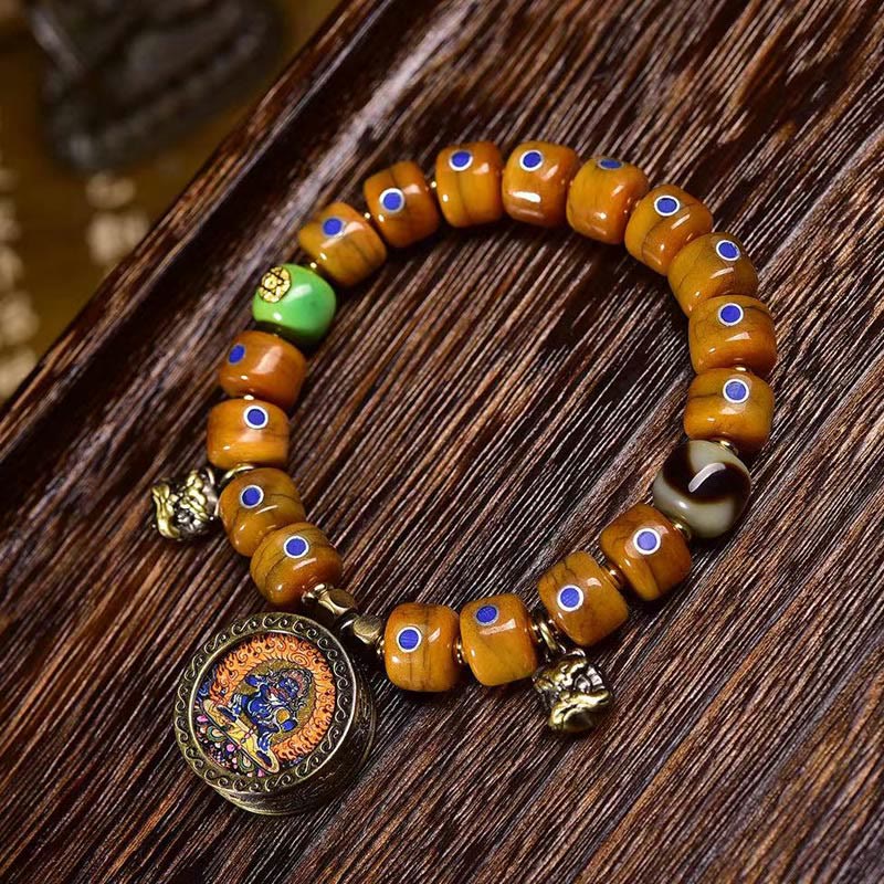 Buddha Stones Vintage Tibetan Bone Beads Braided Rope Positive Balance Bracelet