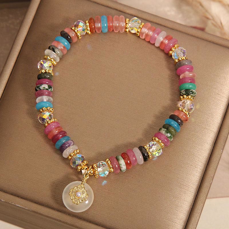 Buddha Stones Various Crystal Peace Buckle Auspicious Bracelet