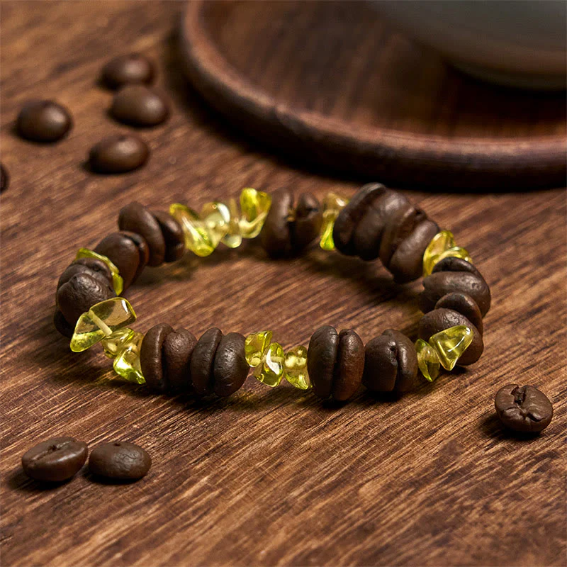 Buddha Stones Handmade Natural Coffee Beans Amethyst Citrine Amazonite Irregular Crystal Bracelet