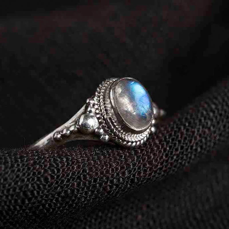 Buddha Stones 925 Sterling Silver Natural Moonstone Positive Ring