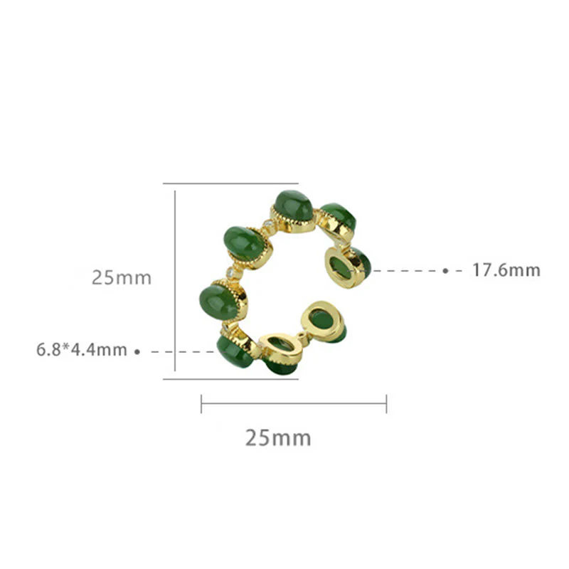 Buddha Stones 925 Sterling Silver Hetian Cyan Jade Beads Healing Adjustable Ring