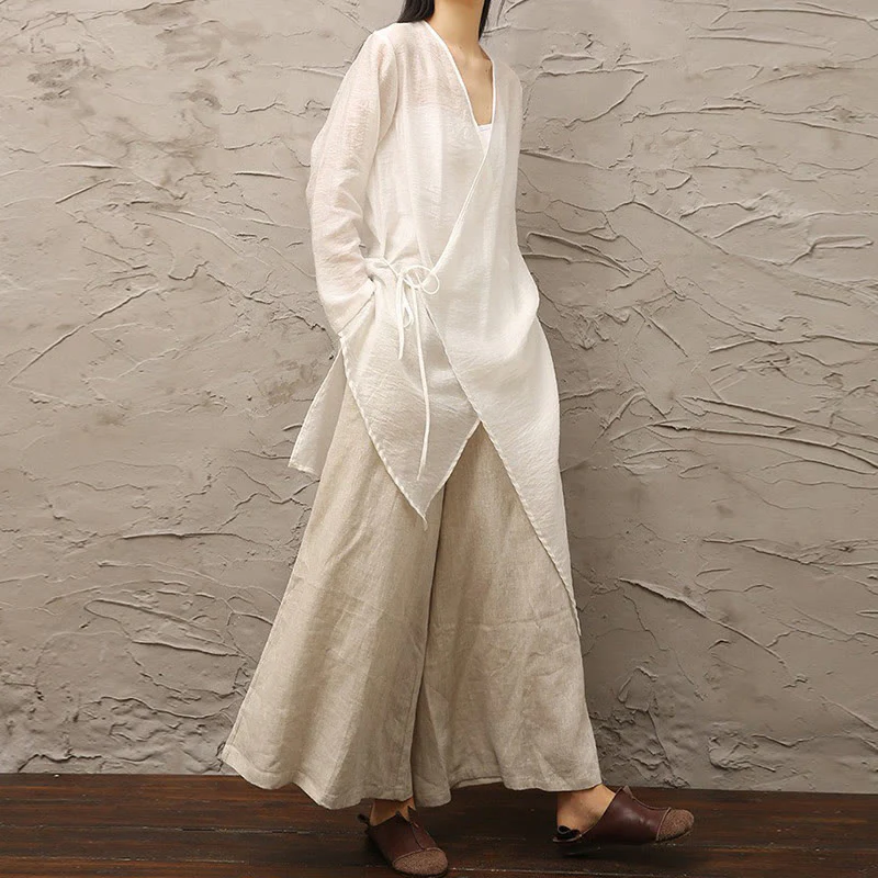 Buddha Stones Simple White Beige Pattern Meditation Spiritual Zen Practice Yoga Clothing Women's Clothes