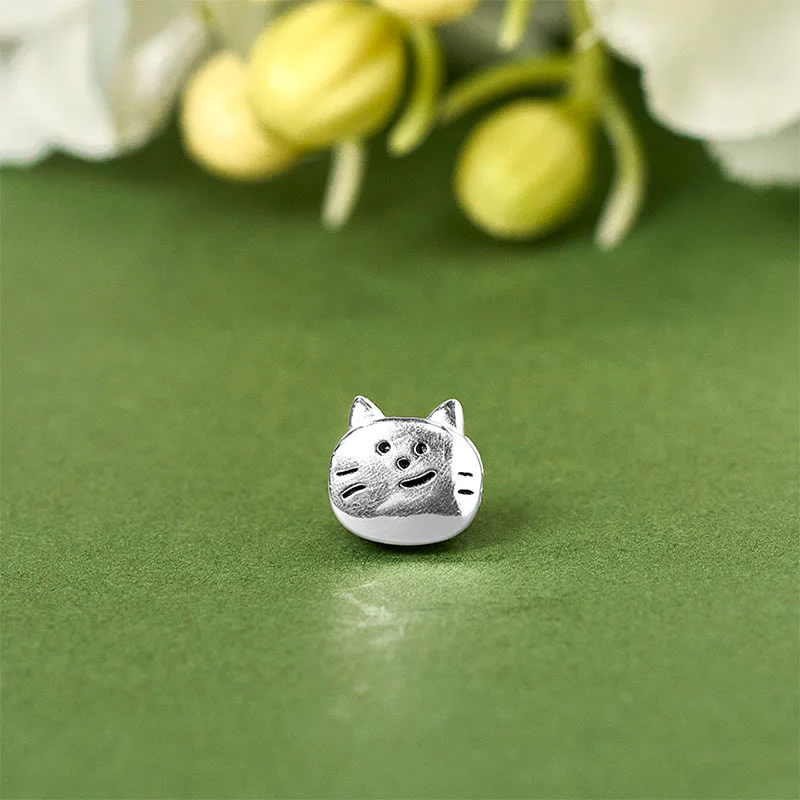 Buddha Stones 925 Sterling Silver Mini Cat Blessing Chain Bracelet