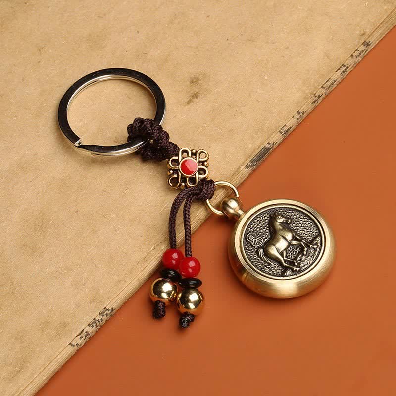 Buddha Stones 12 Chinese Zodiac Blessing Wealth Fortune Keychain