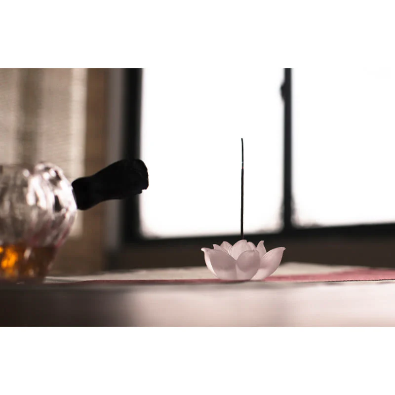 Buddha Stones Mini Lotus Liuli Crystal Healing Meditation Stick Incense Burner