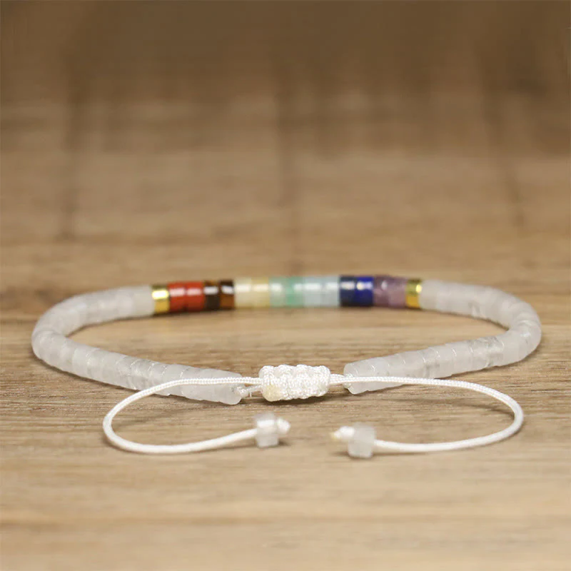 Buddha Stones Natural White Crystal Black Onyx Clarity Spacer Bead Bracelet