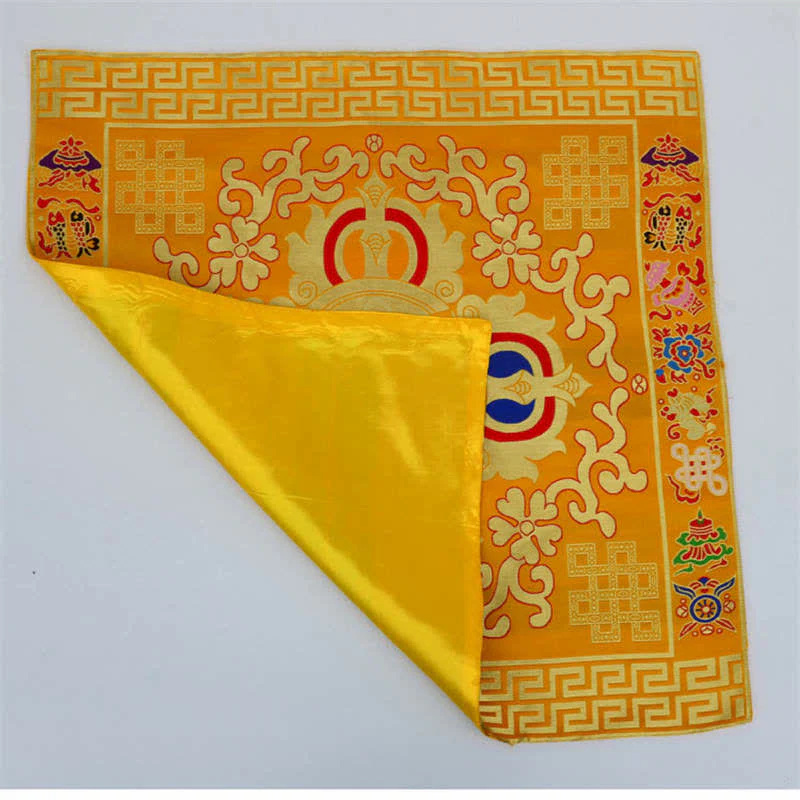 Buddha Stones Flower Endless Knot Prayer Altar Mat Healing Meditation 8 Auspicious Symbols Mat Table Runner