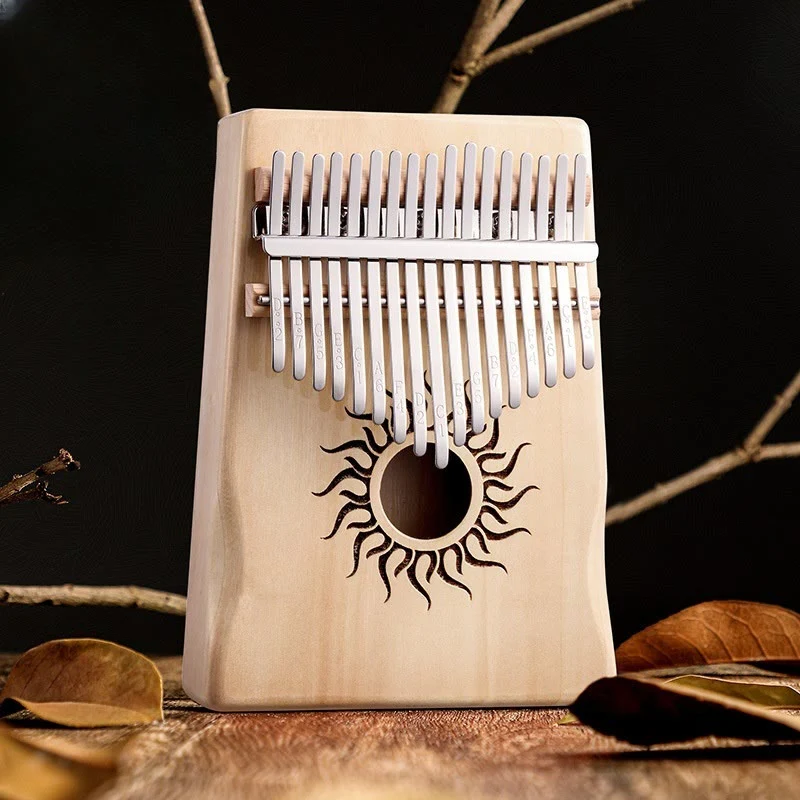 Buddha Stones Kalimba 17/21 Keys Thumb Piano Sun Pattern Maple Wood Beginners Portable Finger Piano