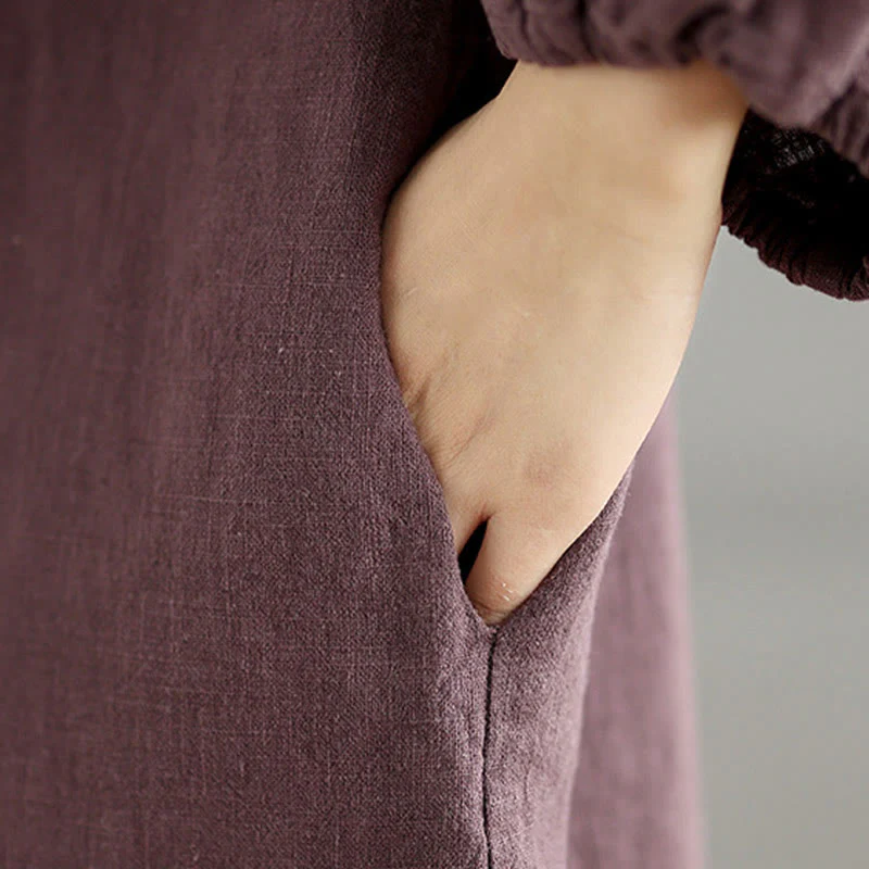 Buddha Stones Casual Frog-button Women's Cotton Linen Coat With Pockets