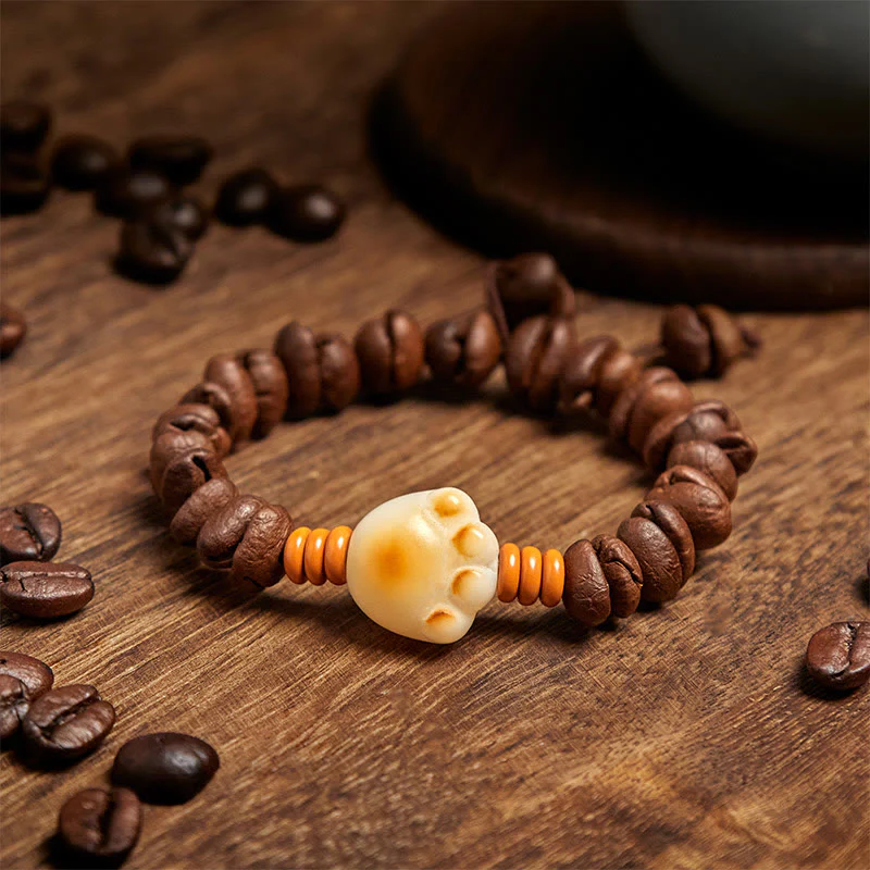 Buddha Stones Natural Cat's Paw Coffee Beans Bodhi Seed Beads Bracelet