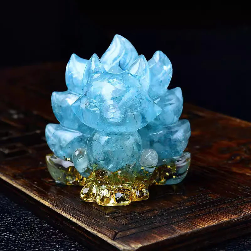 Buddha Stones Natural Various Crystal Strawberry Quartz Amethyst Nine Tailed Fox Protection Home Decoration