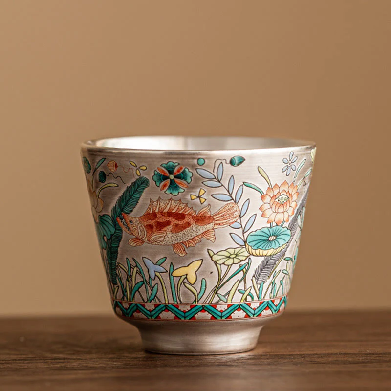 Buddha Stones Fish Lotus Seaweed Teacup Kung Fu Tea Cup 45ml With Gift Box