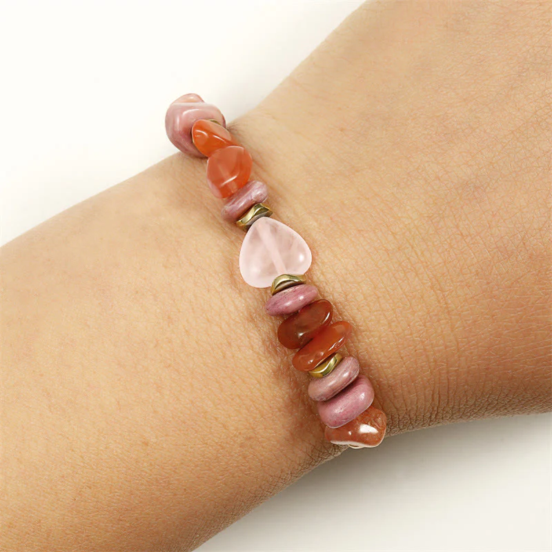 Buddha Stones Thinking Of You Rose Quartz Rhodonite Carnelian Relationships Bracelet