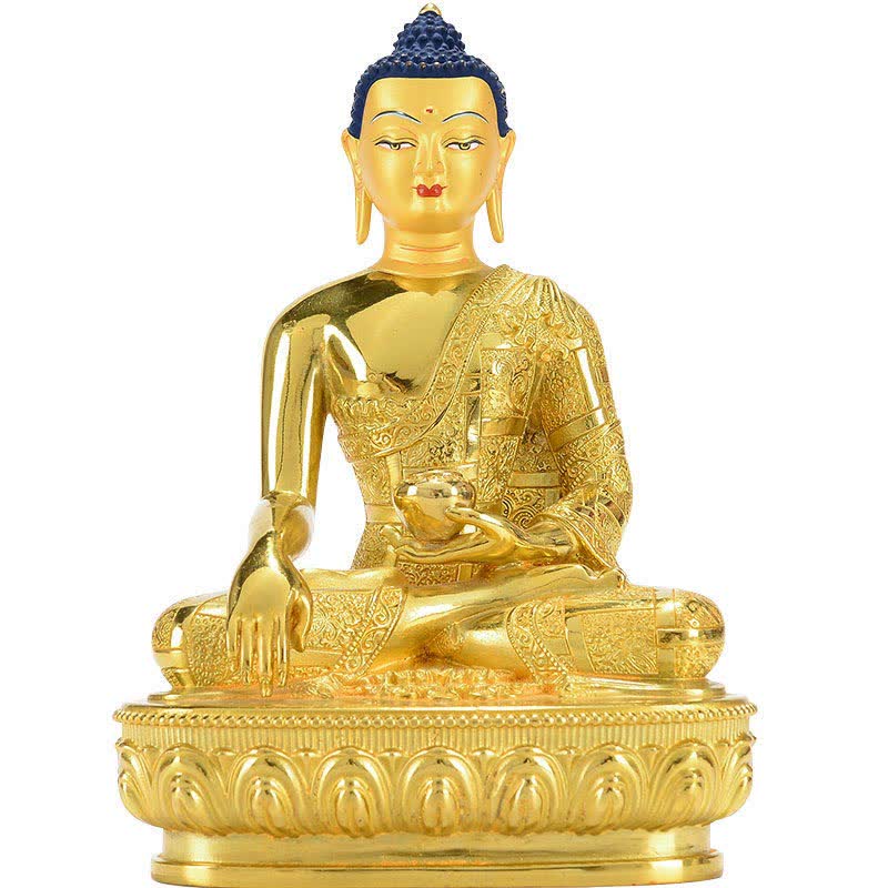Buddha Stones Buddha Shakyamuni Figurine Enlightenment Copper Statue Home Offering Decoration