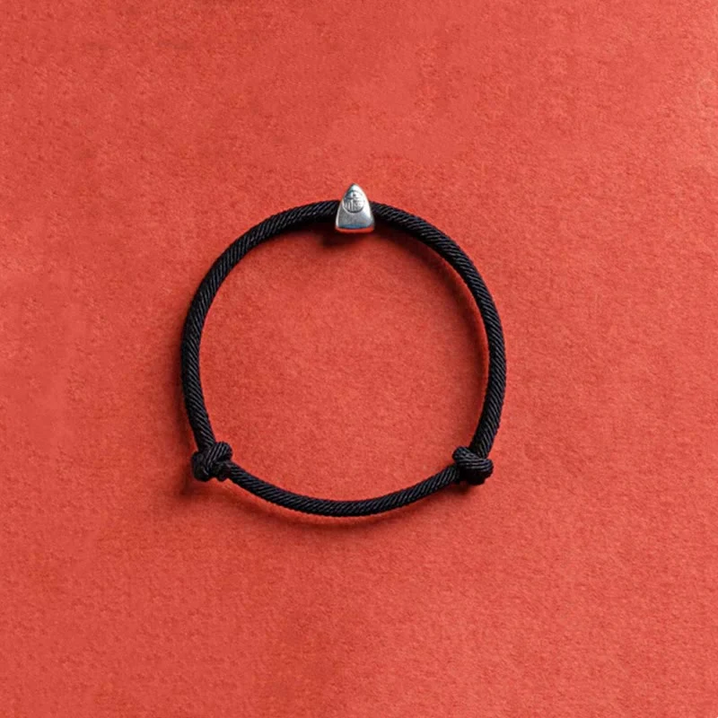 Buddha Stones 925 Sterling Silver Fu Character Blessing Handmade Braided Bracelet