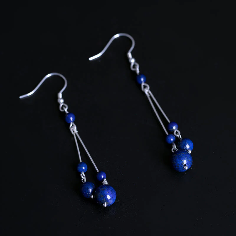 Buddha Stones 925 Sterling Silver Lazurite Beads Serenity Drop Earrings