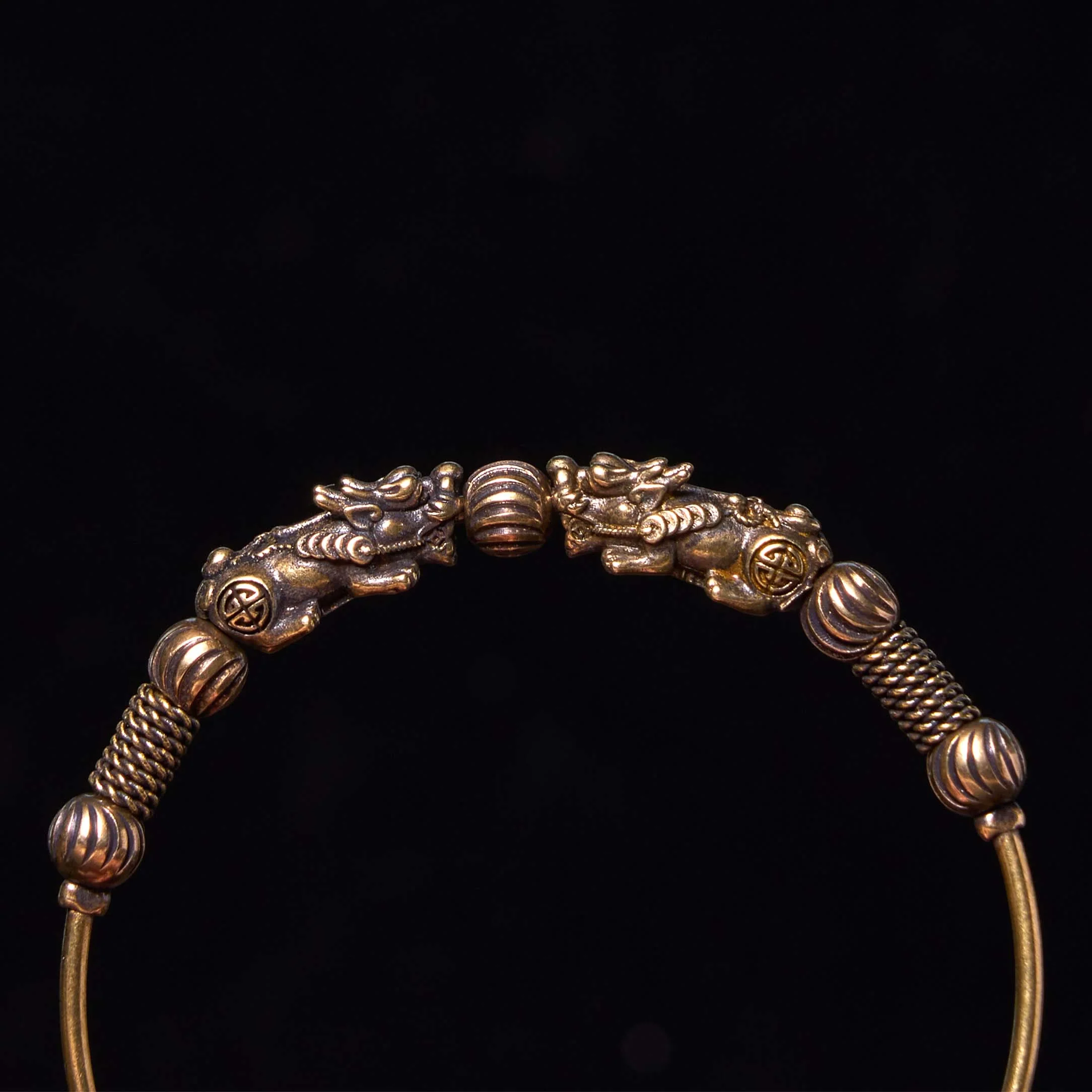 Buddha Stones Pi Xiu Copper Brass Luck Keep Away Evil Spirits Bracelet Bangle