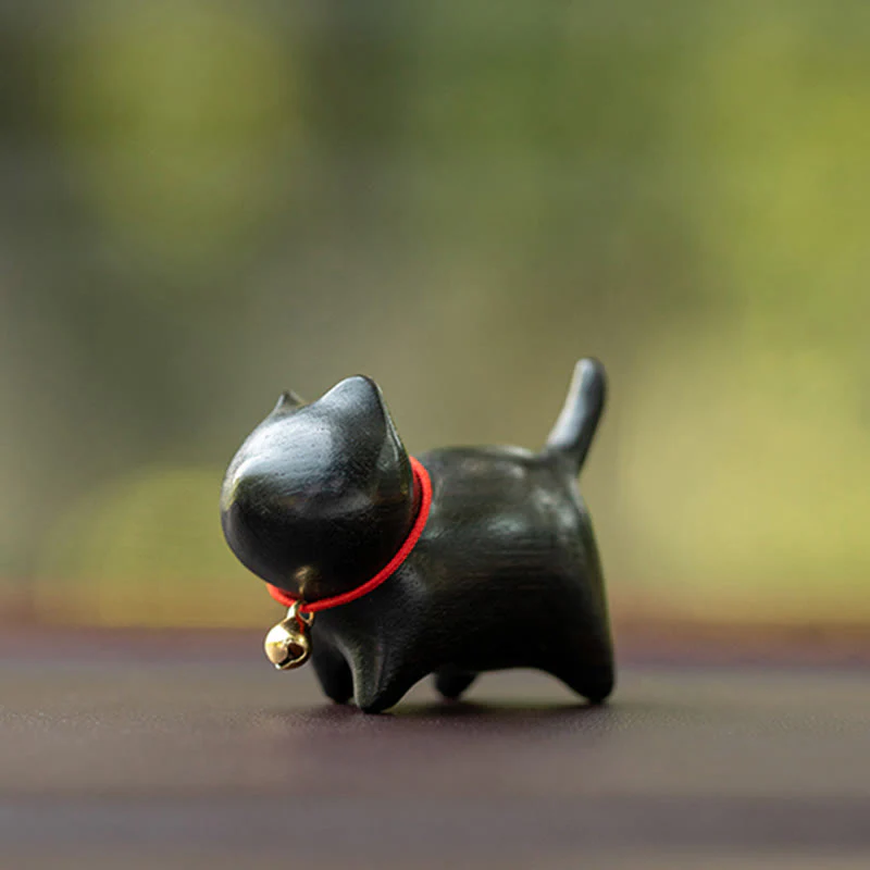 Buddha Stones Green Sandalwood Small Leaf Red Sandalwood Cute Cat Animals Soothing Peace Decoration