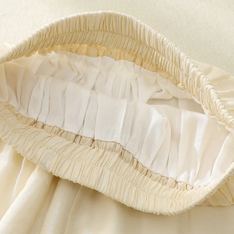 Buddha Stones Artistic Embroidery Flower Double Layer Chinese Frog Button Split Cotton Linen Women's Wide Leg Pants