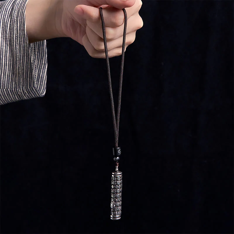 Buddha Stones Copper Fu Character Dragon Pattern Balance Pendant Necklace