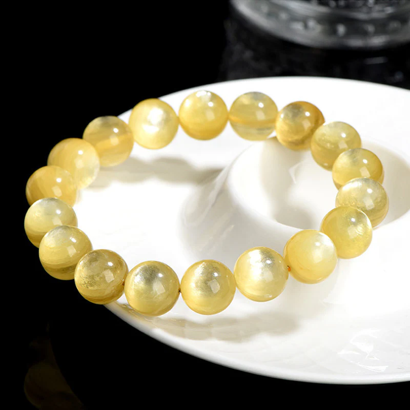 Buddha Stones Natural Golden Lepidolite Protection Prosperity Bracelet