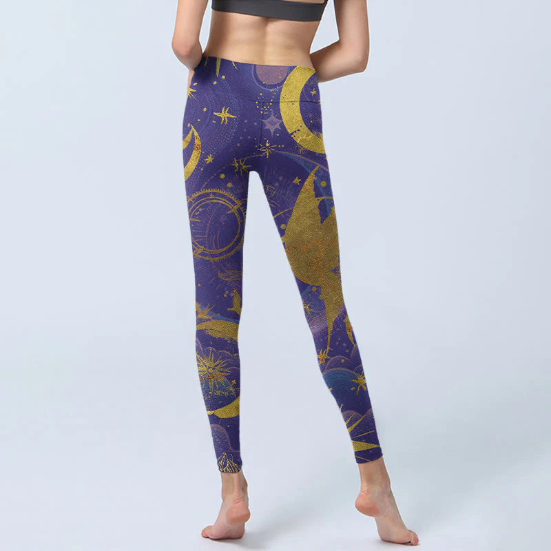 Buddha Stones Moon Sun Stars Print Gym Leggings Women's Yoga Pants