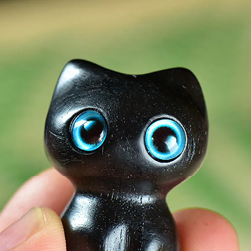 Buddha Stones Ebony Wood Small Leaf Red Sandalwood Cute Cat Animals Calm Decoration