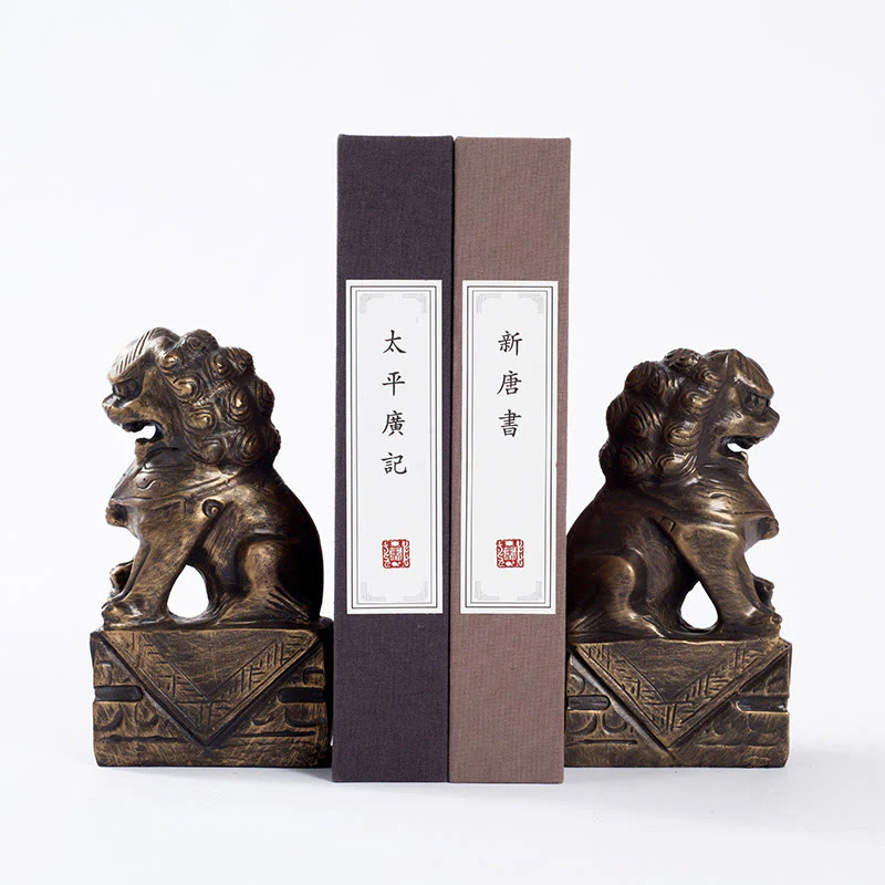 Buddha Stones 2Pcs Lion Statue Courage Strength Resin Home Office Decoration