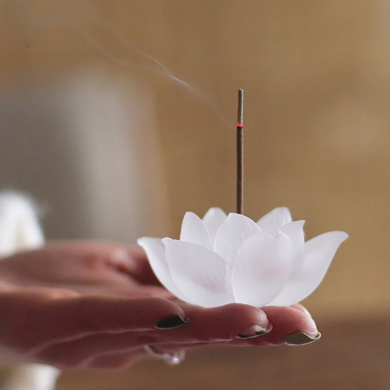 Buddha Stones Mini Lotus Liuli Crystal Healing Meditation Stick Incense Burner