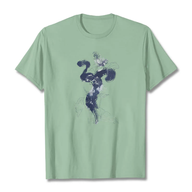 Buddha Stones OM Lotus Flower Background Cotton Tee T-shirt