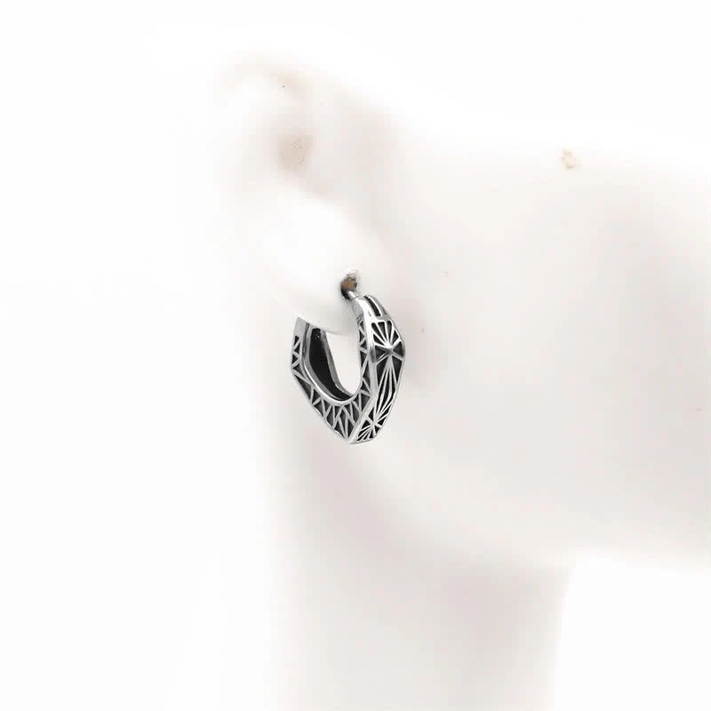 Buddha Stones Viking Hoop Titanium Steel Balance Earrings