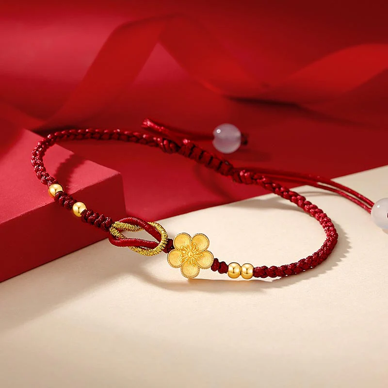 Buddha Stones Handmade 925 Sterling Silver Cherry Blossoms Sakura Chalcedony Luck Bracelet