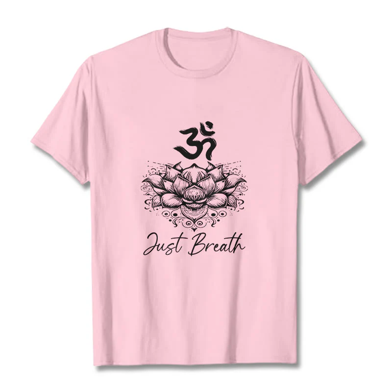 Buddha Stones Casual Om Symbol Lotus Flower Pattern Cotton Tee T-shirt