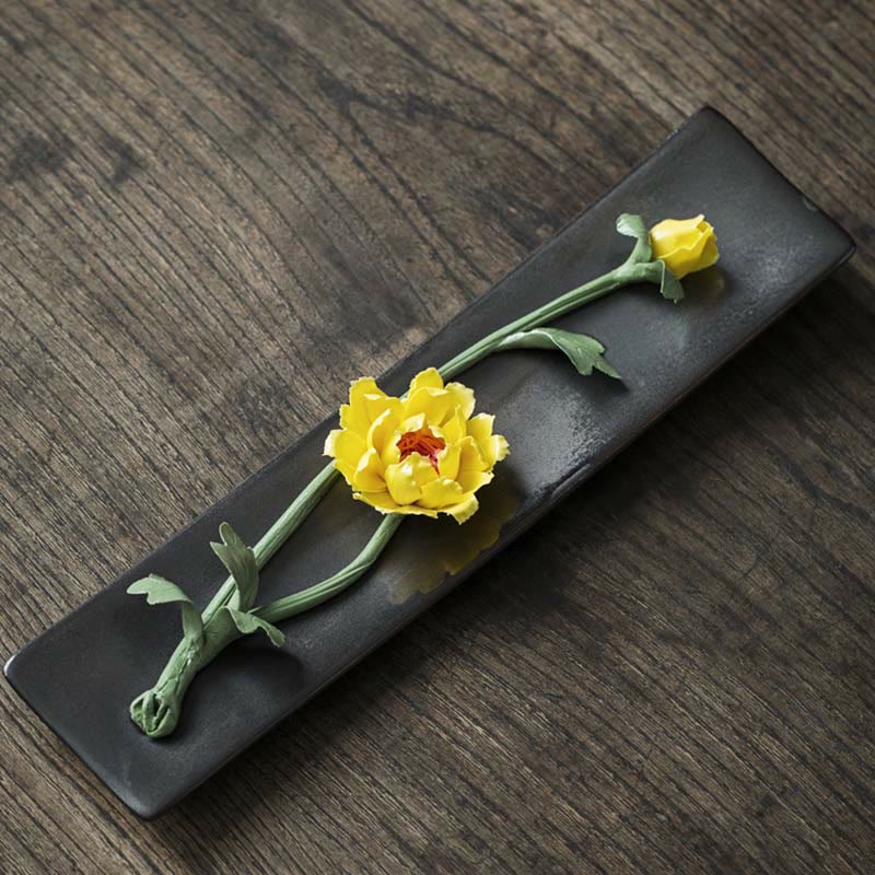 Lotus Peony Rose Flower Ceramic Spiritual Incense Burner (Extra 30% Off | USE CODE: FS30)