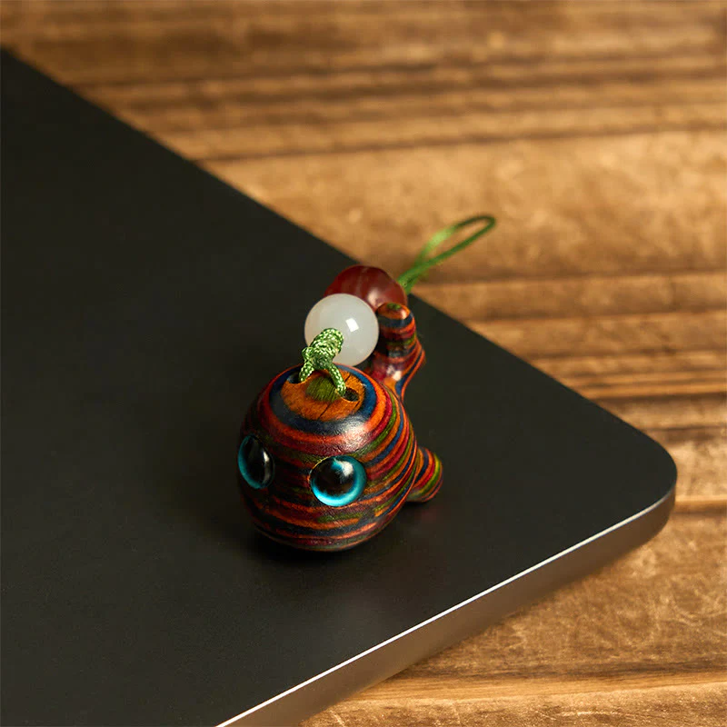 Buddha Stones Rainbow Eucalyptus Dolphin Carved Positive Key Chain Phone Hanging Decoration