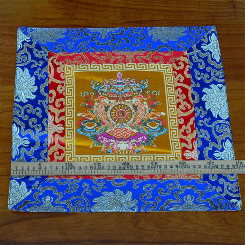 Buddha Stones Prayer Altar Mat Meditation Strength Endless Knot Vajra Man-Bcu Kalachakra Auspicious Symbols
