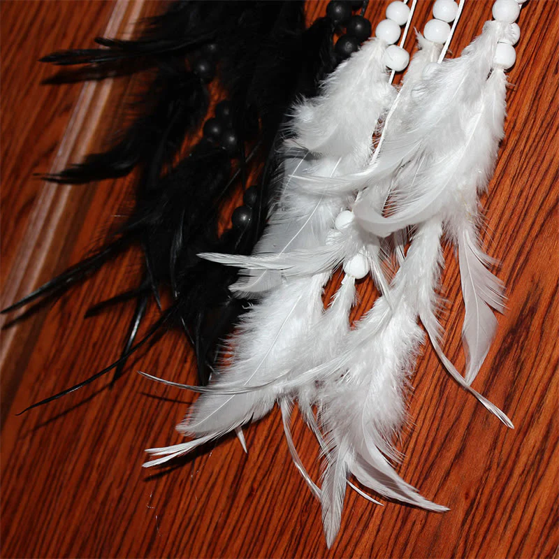 Buddha Stones Yin Yang  Dream Catcher Circular Net with Feathers Balance Decoration