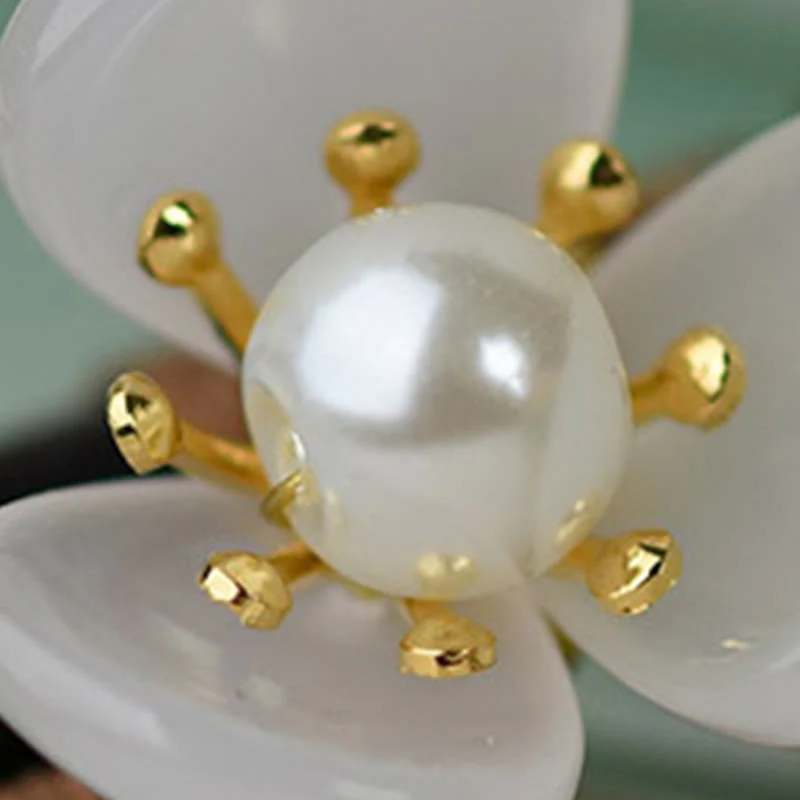 Buddha Stones Grain Wood Liuli Magnolia Flowers Pearl Protection Hairpin