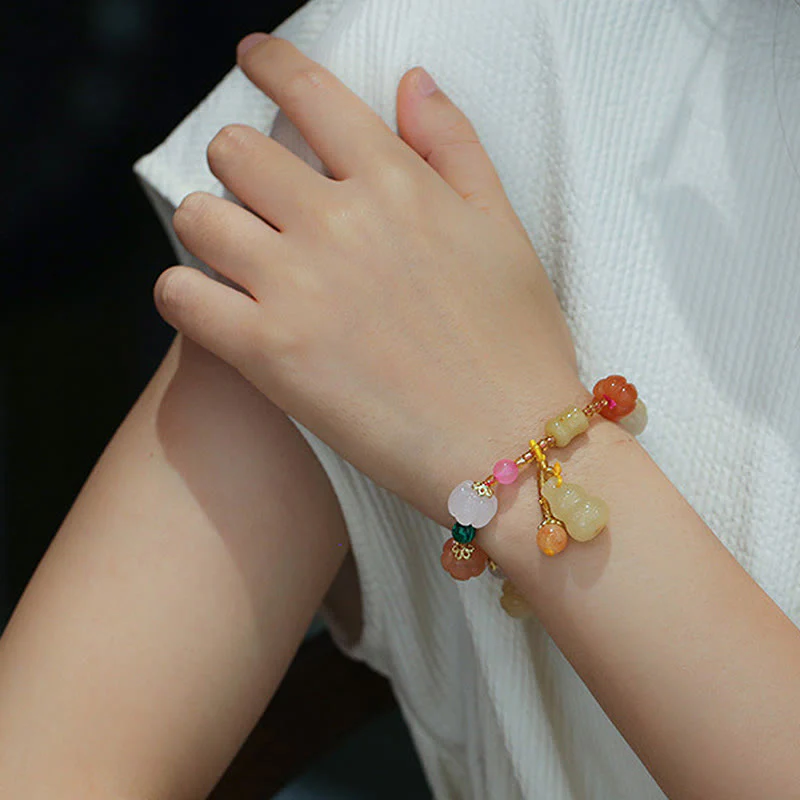 Buddha Stones Natural Golden Silk Jade Crystals Gourd Pixiu Pumpkin Beads Wealth Charm Bracelet