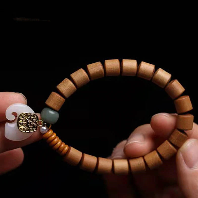 Buddha Stones Sandalwood Jade Elephant Protection Bracelet