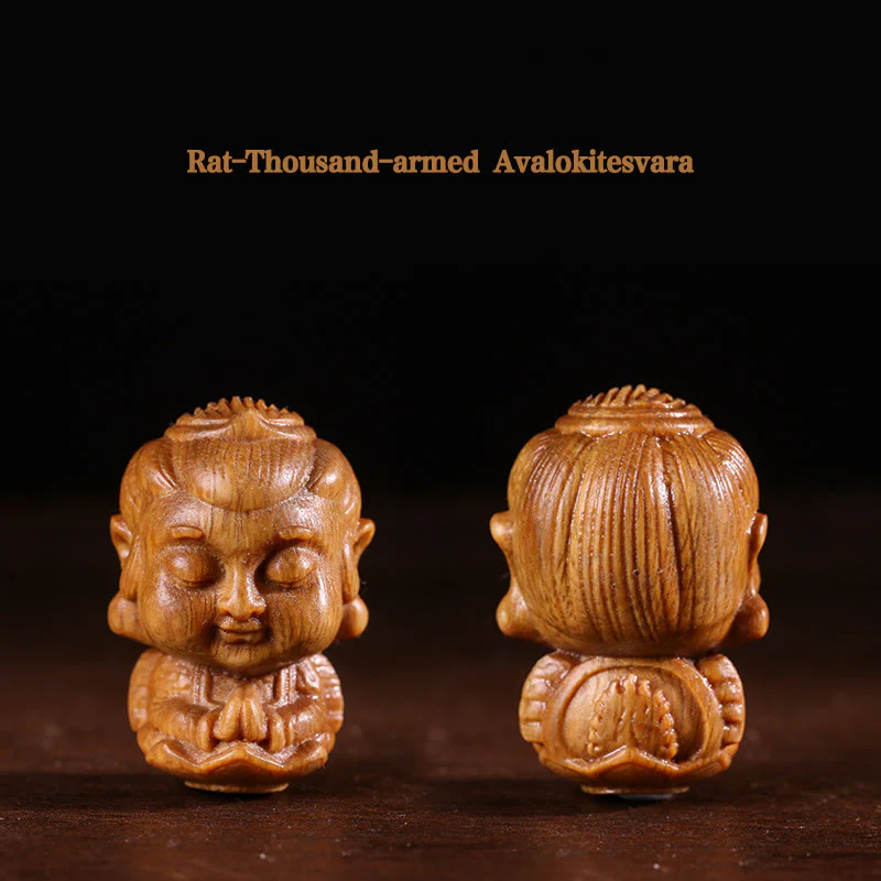 Buddha Stones Chinese Zodiac Natal Buddha Green Sandalwood Lotus Engraved Positive Home Decoration