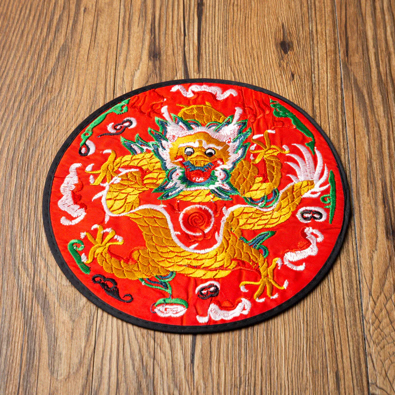 Buddha Stones Dragon Embroidery Cup Mat Pad Tea Cup Coaster Kung Fu Tea Mat