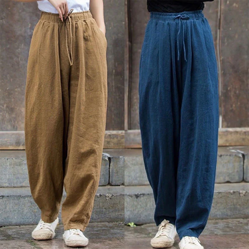 Buddha Stones Plain Design Cotton Women's Pants